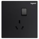 逸景 碳素黑 帶開關三扁插座 三孔插座 三孔帶開 10A