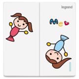 羅格朗開關插座 仕典 個性噴繪 女孩B 二位雙控 二開雙控帶熒光開關 16AX