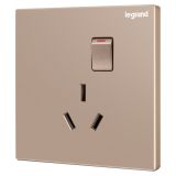 逸景 玫瑰金 帶開關三扁插座 三孔插座 三孔帶開 10A