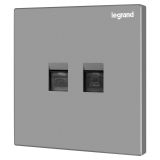 羅格朗開關插座 逸景零售 深砂銀 電話電腦插 超五類