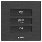 羅格朗酒店客控 E5 拉絲黑 三位RS485開關 三開