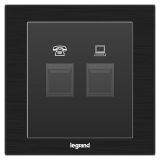 羅格朗酒店客控 E5 拉絲黑 電話電腦插