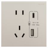 羅格朗開關(guān)插座 淳逸 粉鉑金 帶二三插Type A+C USB充電插座 五孔Type A+C USB插座 15W