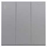 羅格朗開關插座 型悅 深砂銀 三位單控帶熒光開關 三開單控 10AX