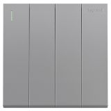 羅格朗開關插座 型悅 深砂銀 四位單控帶熒光開關 四開單控 10AX