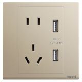 羅格朗開關插座 朗淳 米蘭金 帶二三插USB充電插座 五孔USB