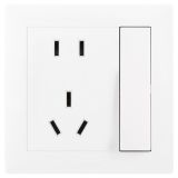 羅格朗開關插座 博蘊 玉蘭白 帶開關連體二三插座 五孔帶開（中按鍵開關控制插座）