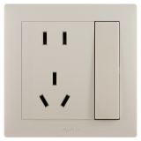 羅格朗開關插座 博蘊 粉鉑金 帶雙控開關連體二三插座 五孔帶開（中按鍵）