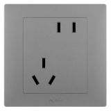 羅格朗開關插座 博蘊 深砂銀 10A連體二三插座（斜五孔插座）