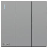 羅格朗開關插座 暢境  藝術灰 三位雙控帶指示開關 三開雙控 16AX