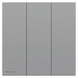 羅格朗開關插座 悅鉑  藝術灰 三位單控開關 三開單控 16AX