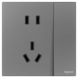 羅格朗開關插座 維翼 煙云砂（膚感PC） 帶雙控開關連體二三插座 五孔帶開