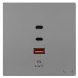 羅格朗開關插座 維翼 深砂銀 Type A+2C USB充電插座 45W