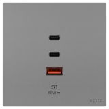 羅格朗開關插座 維翼 深砂銀 Type A+2C USB充電插座 66W