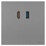 羅格朗開關插座 維翼 深砂銀 HDMI+USB(連接)插座