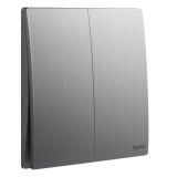 羅格朗開關插座 未萊 深砂銀 二位單控帶LED開關 二開單控帶LED 16AX