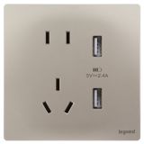 羅格朗開關(guān)插座 未萊 粉鉑金 USB充電五孔插座 五孔帶USB插座