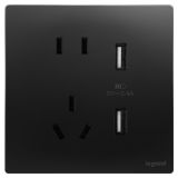 羅格朗開關(guān)插座 未萊 子夜黑 USB充電五孔插座 五孔帶USB插座
