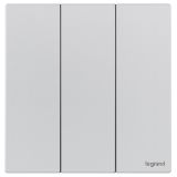 羅格朗開關(guān)插座 逸景Plus 冰點鋁 三位單控開關(guān) 三開單控 10AX