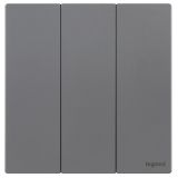 羅格朗開關(guān)插座 逸景Plus 沉灰鋁 三位單控開關(guān) 三開單控 10AX