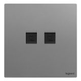 羅格朗開關插座 仕典Plus 深砂銀 兩位電腦插（六類）