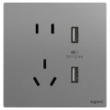 羅格朗開關插座 仕典Plus 深砂銀 帶二三插USB充電插座 五孔USB插座