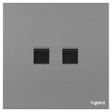 羅格朗開關(guān)插座 淺央 深砂銀 二位電腦插