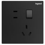 羅格朗開關插座 逸景 碳素黑 連體帶雙控開關二三插 一開雙控五孔 10A