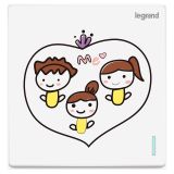 羅格朗開關插座 仕典 個性噴繪 女孩A 一位雙控 一開雙控帶熒光開關 16AX