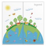 羅格朗開關插座 仕典 個性噴繪 環保地球 二位雙控 二開雙控帶熒光開關 16AX