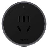 羅格朗軌道插座 LT3系列 圓形帶開關(guān)五孔適配器 指示點(diǎn) 黑色