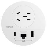 D80嵌入式五孔插USB A+C口和六類網口自由端（白色）