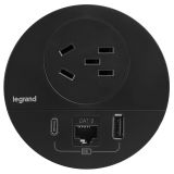 D80嵌入式五孔插USB A+C口和六類網口自由端（黑色）